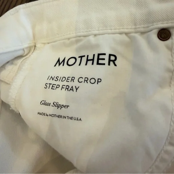 Mother The Insider Crop Step Fray in White Size 30